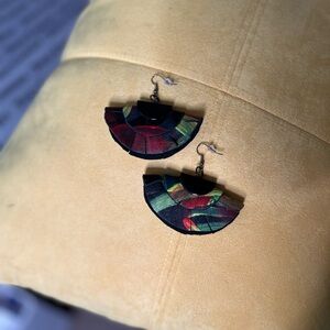 Handmade Colorful Fan-Shaped Earrings